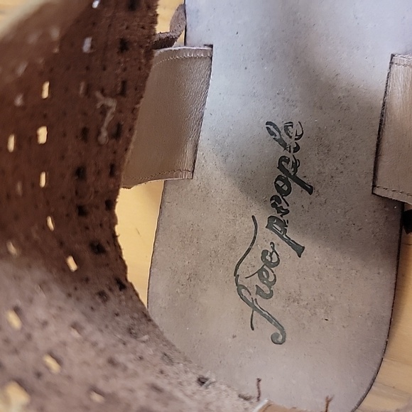 New Free People Boho Leather Fringe Sandals, 10 - Picture 5 of 11